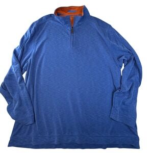 Johnston & Murphy Mens XXL Blue Modal Blend 1/4 Zip Pullover Sweater Blue Golf